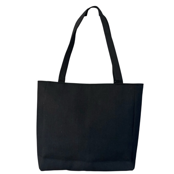 NEW Tote Bag Black Canvas Embroidered Floral Birds Purple Green Teal Zippered - Picture 2 of 16